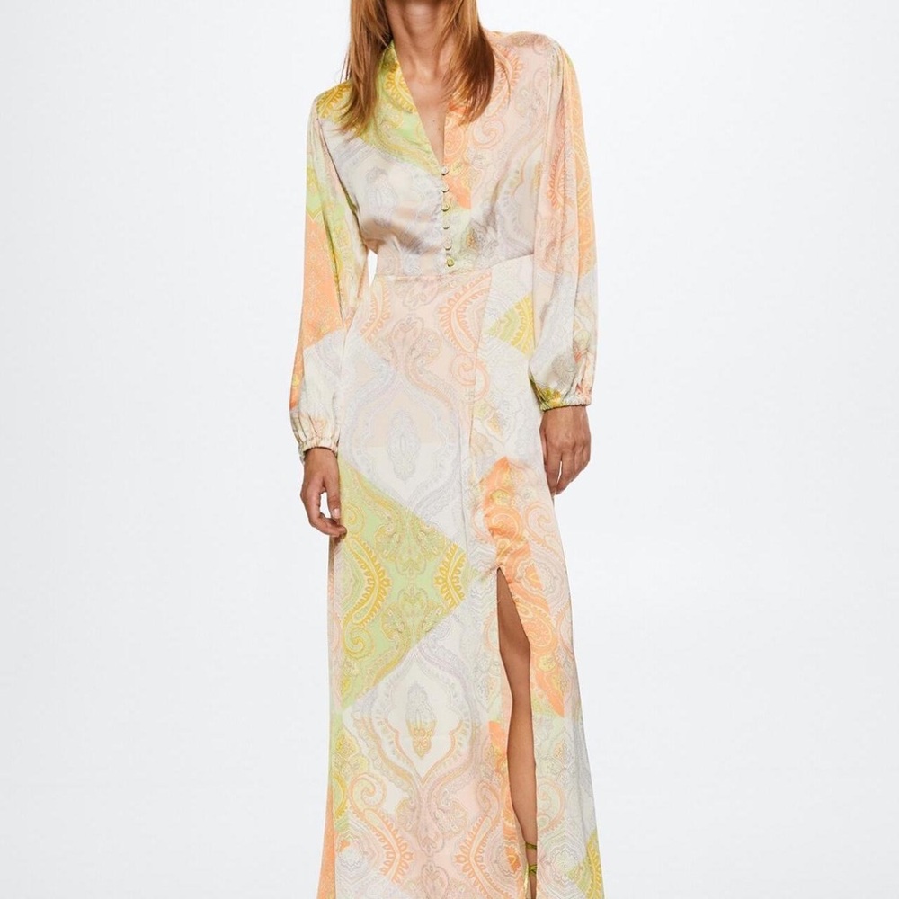Mango Pastel Paisley Long Sleeve Dress
